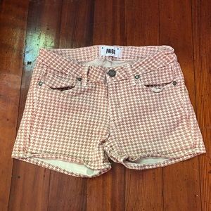Paige Houndstooth Denim Shorts